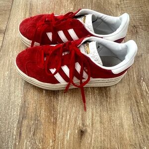 Red Adidas Gazelles Platform. SIZE US 7